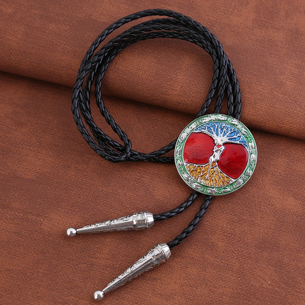 European and American new style bolo tie, tree of wisdom bow tie, fashionable men's leather cord necklace