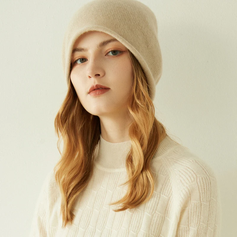 2023 New Arrival Autumn Winter Women Hats 100% Cashmere Knitted Headgears Soft Warm Fashion Hat 4 Colors High Quanlity