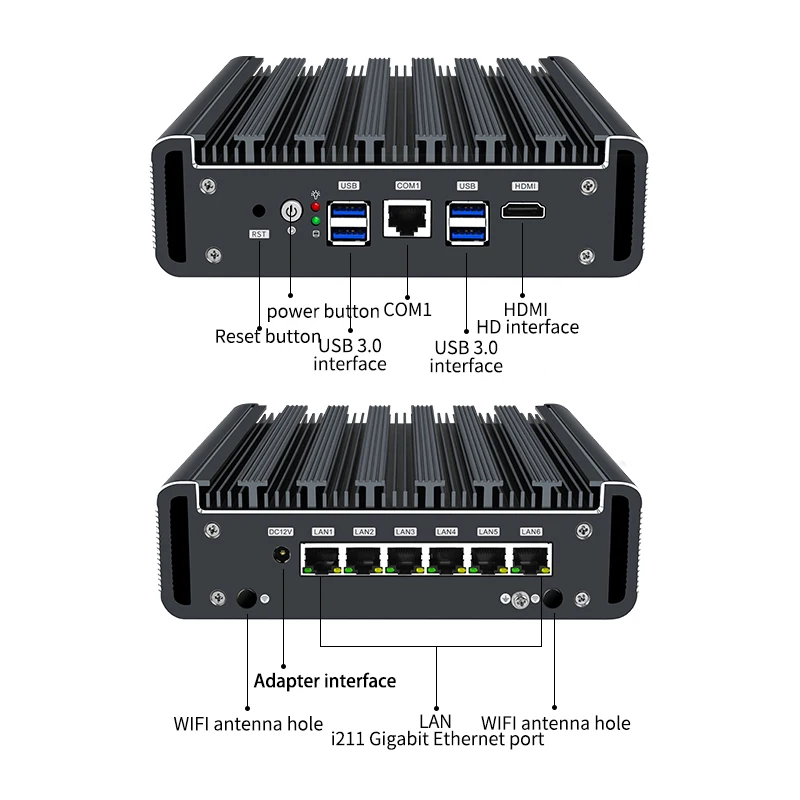 Intel Core I3 8130U 4GB 64GB 6LAN 1COM 4USB Dual Core Firewall Pfsense Mini PC Minikomputer