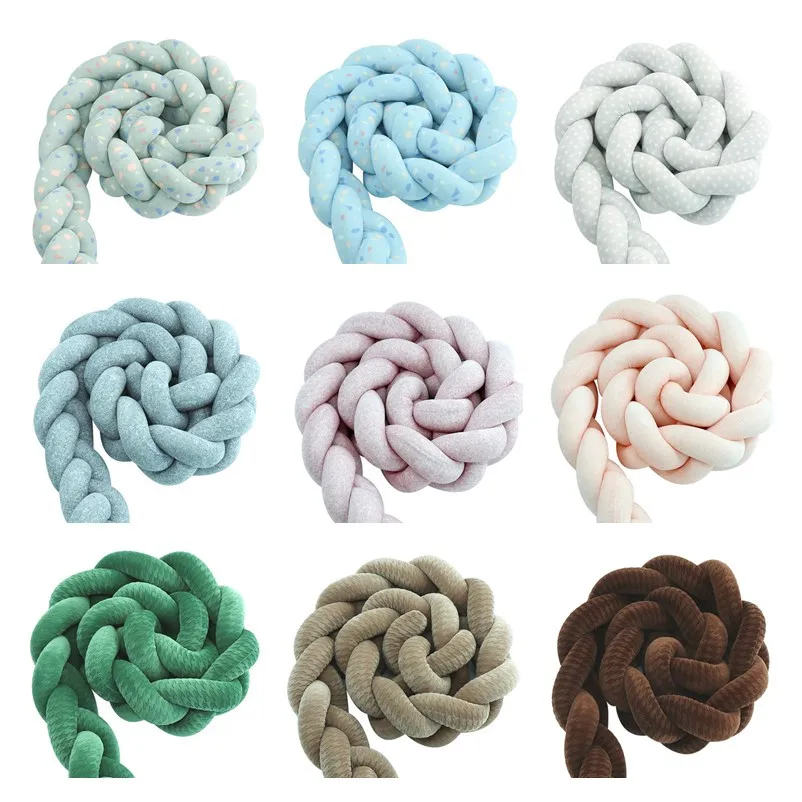 3M Mixed Colours Braided Crib Bumper Knot Pillow Knot Cushion Bolster Pillow Crib Baby Bed Bumper Kids Pillow Nursery Decor