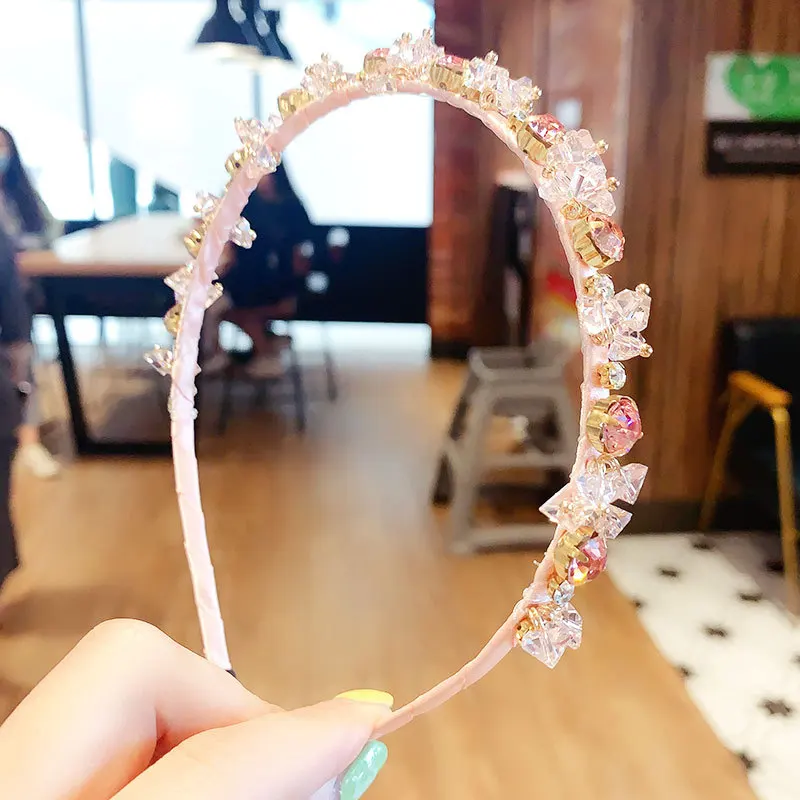 Summer Children Cute Sweet Shiny Pearl Crystal Rhinestones Headbands Girls Lovely Hair Hoop Hairbands Kids Hair Accessories