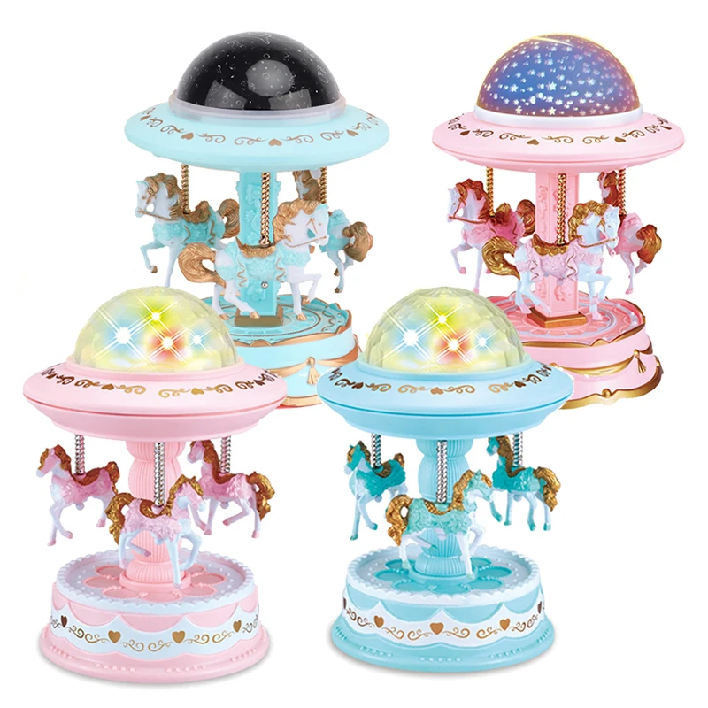 LED Rotating Star Light Projector Merry-go-round Music Boxes Starry Night Projector Lamp Starlight Bedroom Decorate Baby Gift