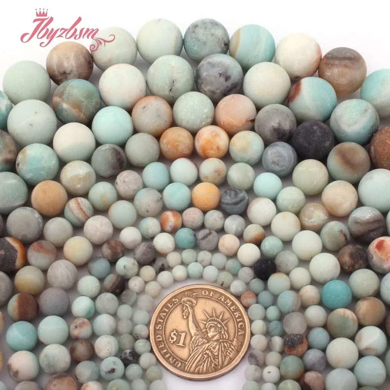 4,6,8,10mm Round Amazonite Multicolor Frost Beads Loose Natural Stone Beads For DIY Necklace Bracelets Jewelry Making Strand 15\