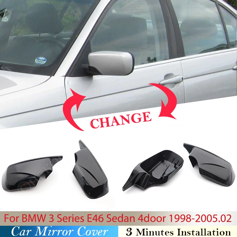 

Side Door Rear View Mirror Cover Carbon Replacement Cap For BMW E39 E46 1998 ~ 2005 4Dr 51168238376 51168238375 Car Accessories