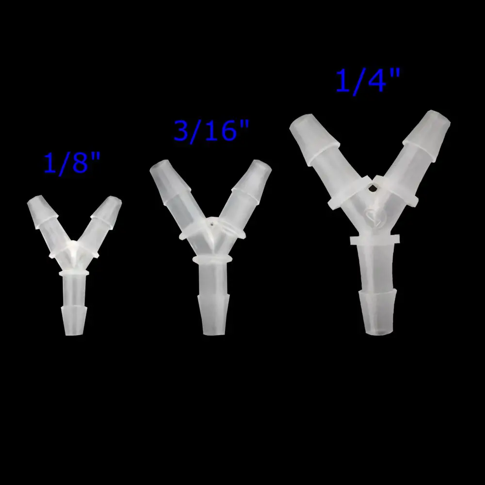 Conector plástico de y com tubo do conector da mangueira dos pp do porto três da farpa que conecta 1/8 "3/16" 1/4“