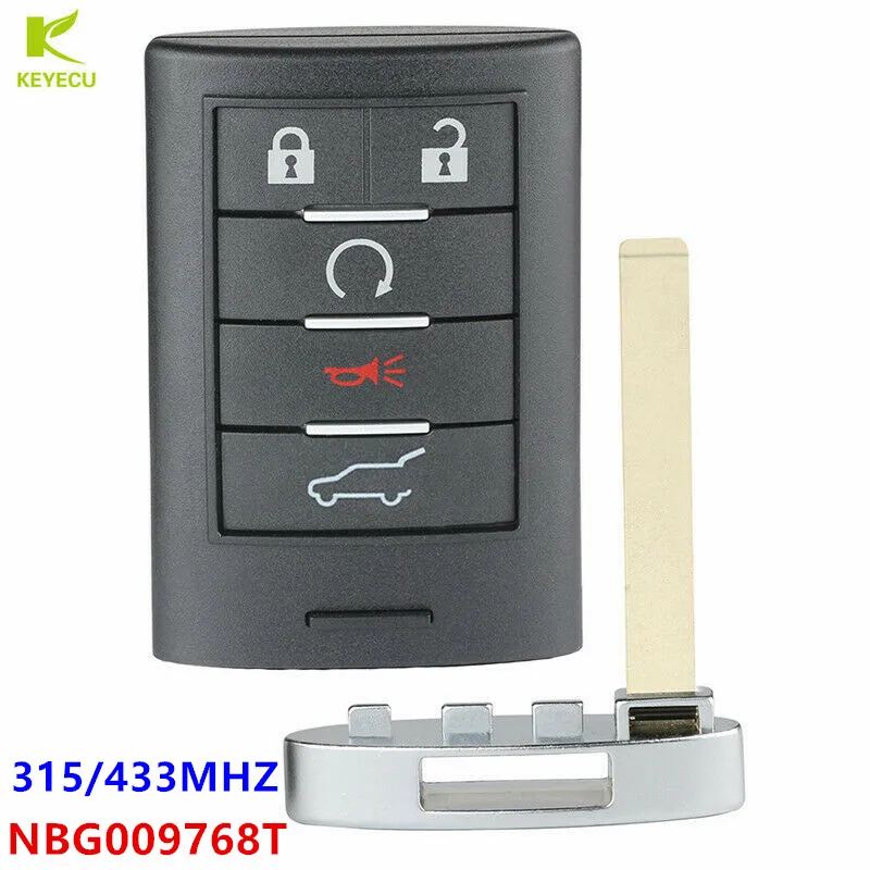 KEYECU Replacement Smart Proximity Remote Key 315/433 MHZ 5 Button for Cadillac SRX,XTS,ATS 2010 2011 2012 2015 NBG009768T