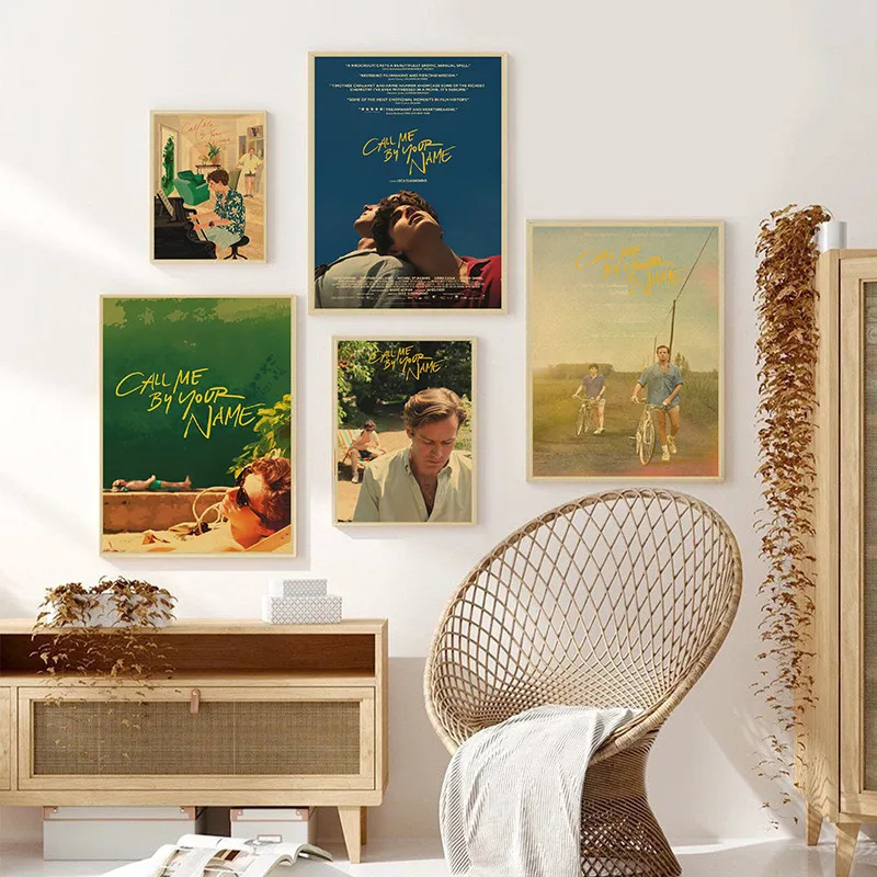 الفيلم الكلاسيكي اتصل بي باسمك كرافت ورقة المشارك غرفة نوم المعيشة أريكة جدار ديكور فني للمنزل صورة اللوحة الرجعية