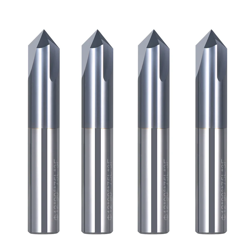 Chamfer End Mill for Caving V Groove Router Bit 60 90 120 Degree 2-12mm Carbide V Bits Engraving Milling Cutter 3 Flutes