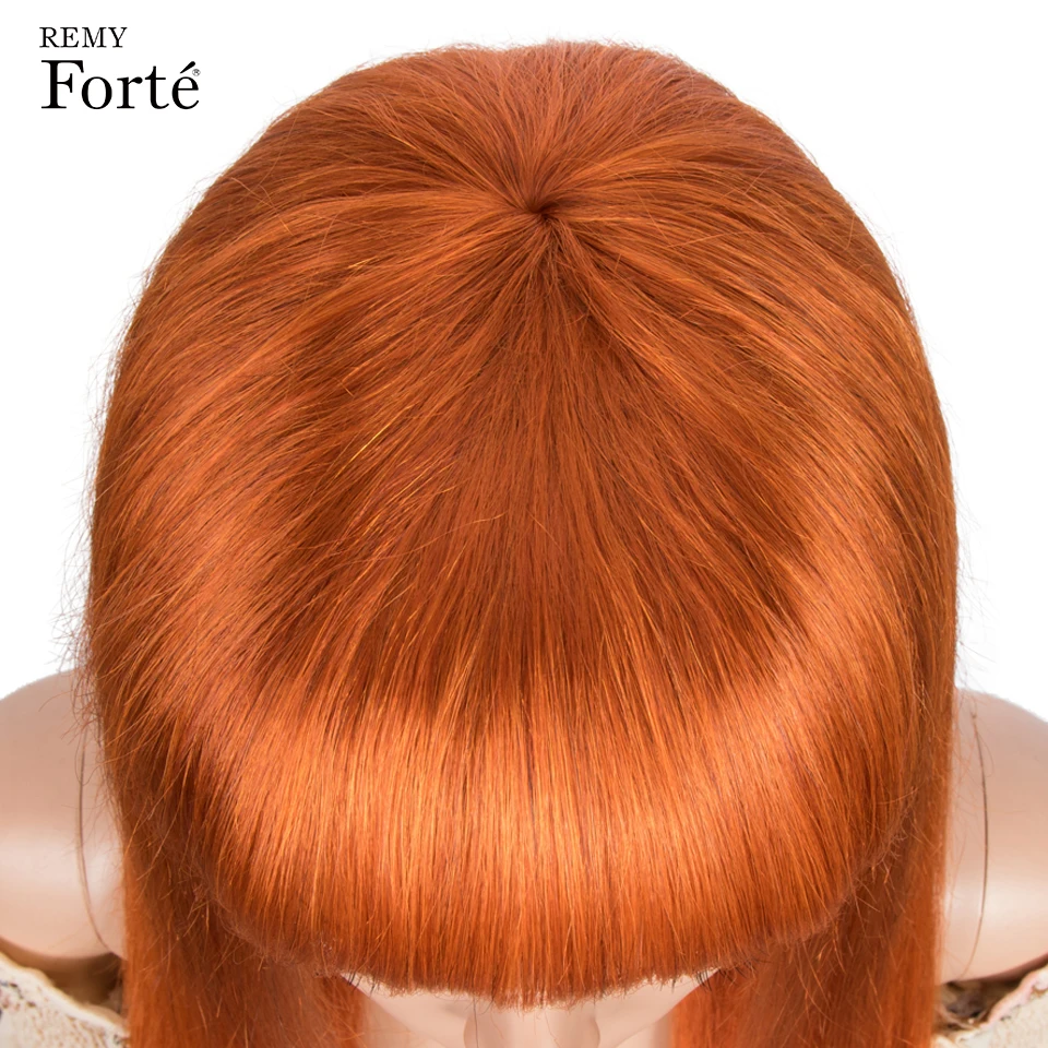 Remy Forte Rambut Manusia Wig untuk Wanita 28 Inch Orange Lurus BOB Wig dengan Poni Rambut Pirang Cosplay Brasil Rambut Wig wig Berwarna