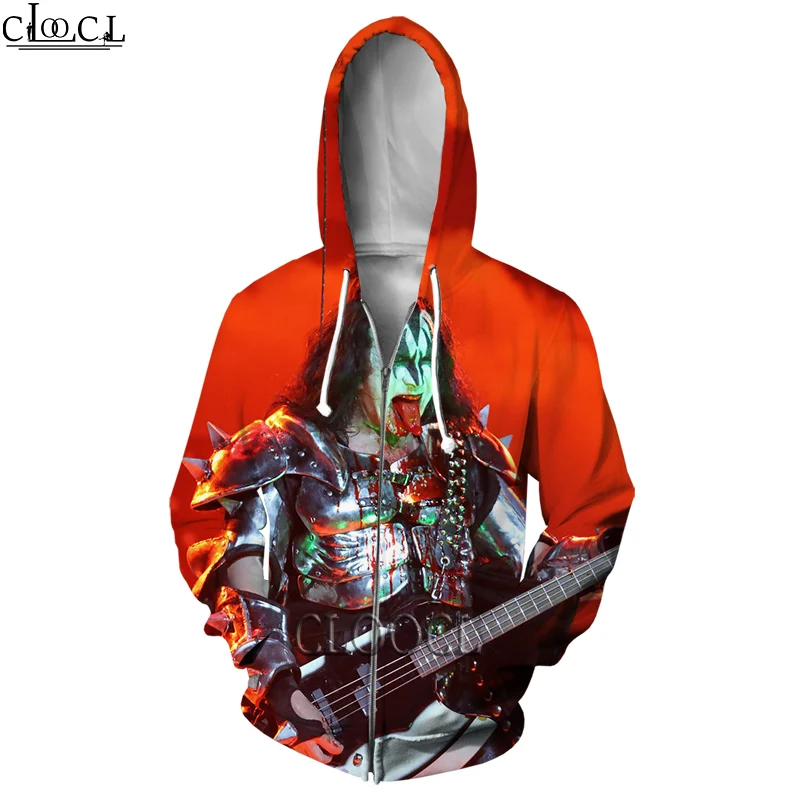 

HX Newest Rock Singer KISS Band Zipper Hoodies Men Women 3D Print Cosplay Zip Hoodie Jacket Harajuku Hoody Tops Drop Shipping