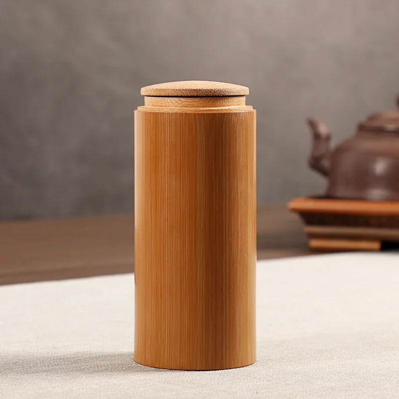 

Natural bamboo travel tea cans Portable sealed cans Traveling tea boxes with cover Eco-friendly Jar Portable Tea Canister