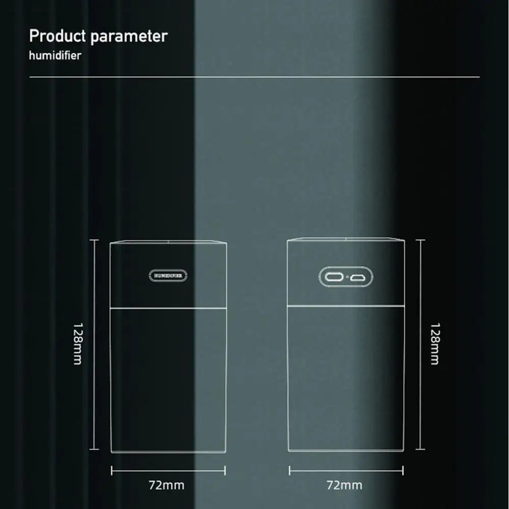 USB 초음파 미니 초음파 아로마 디퓨저 270ml, 자동차 홈 미스트 메이커, 7 가지 색상 야간 LED 조명 사무실 공기 청정기