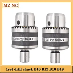 1set B10 B12 B16 B18 Keys drill chuck +inner hole 8mm -20mm arbor adapter motor shaft connecting rod lathe CNC machine drilling