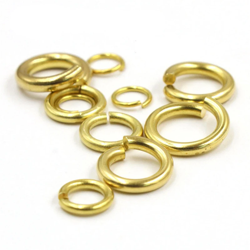 50pcs Solid Brass Open O Ring Seam Round Jump Ring Garments Shoes Leather Craft Bag Jewelry Findings Repair Connectors