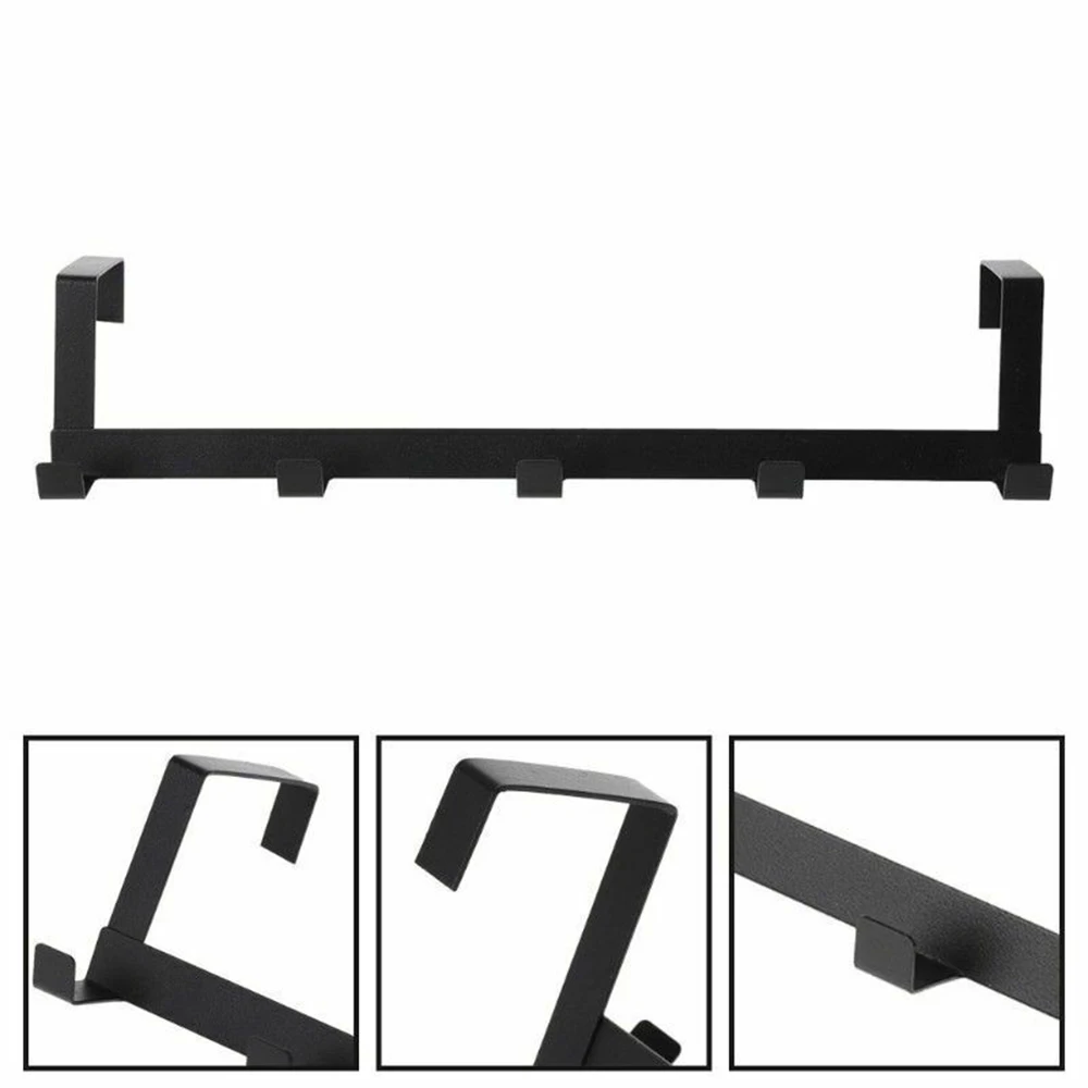 New Arrivals 1pc Metal Hanger Storage Holder Rack Over-The-Door Hook Rack Hanging Coat Hat Towel Bag Household Black White