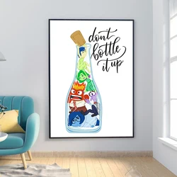 Inside Out Don't Bottle it up Mental Health Therapy Poster Art Print Psychology Canvas Painting Decor Therapist Counselor Gift