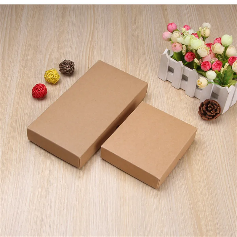 100pcs/lot Large size Cardboard Packing Box Big Kraft Paper Gift Box Carton Box Packing DIY Clothes Socks Pack Box