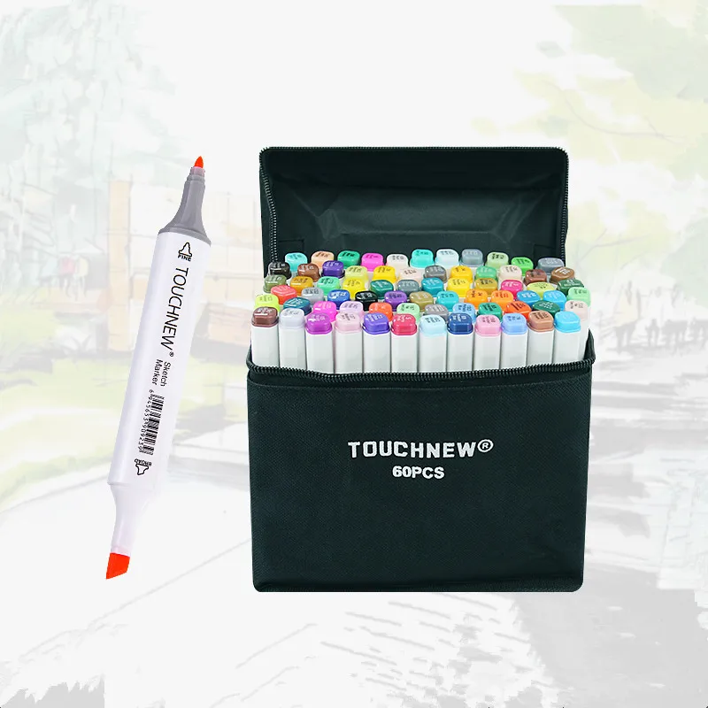 TOUCHNEW  Custom Single Colors Sketch Markers Alcohol Based Dual Head Brush Markers Pen For Drawing Manga Art Supplies Markers