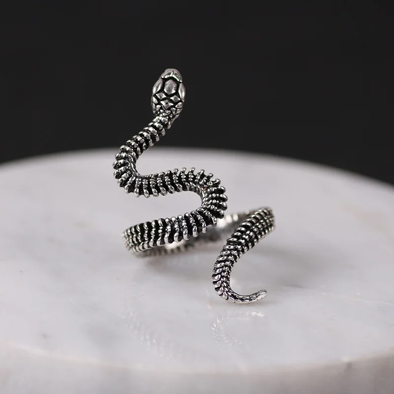 Retro Exaggerated Rattlesnake Ring Men's Punk - alternate angle
