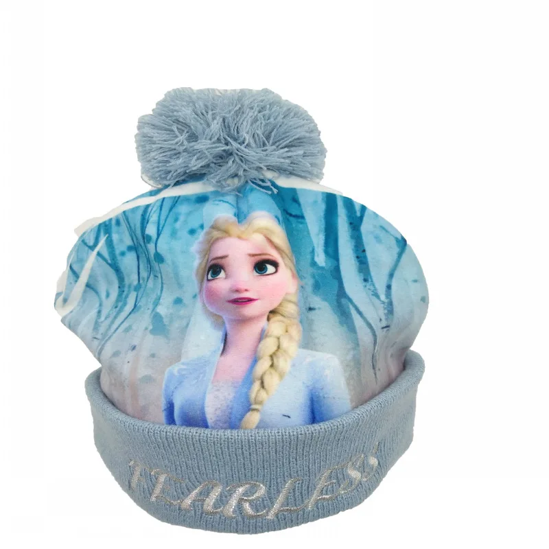 Disney Princess Frozen Baby Girls Winter Hat Warm Knitted Hat 3D Printed Kids Windproof Cap Elsa Baby Girls Cap Christmas Gift