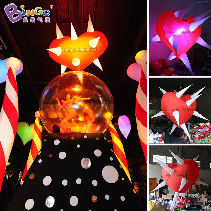 Inflatable Toys 1.8 M Inflatable LED Lighting Heart Model With Thorns For Party Hanging Heart Balloon Toys-Valentine's Day Decor