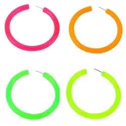 FishSheep 65mm Acrylic Big Hoop Earrings For Women Rock Punk Fluorescent Green Yellow Large Round Hoops Fashion Party Jewelry