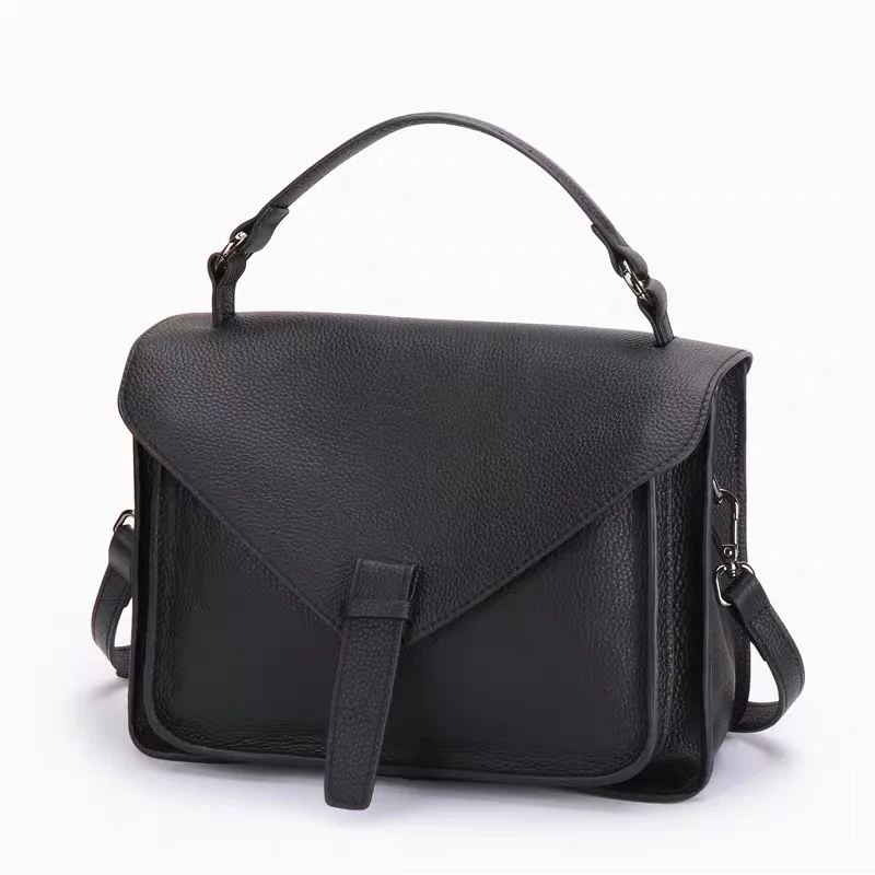 Echt Lederen Dames Schoudertas 2024 Vintage Messenger Crossbody Tas Dames Tas Tas Soild Casual Koeienhuid Dame Handtas