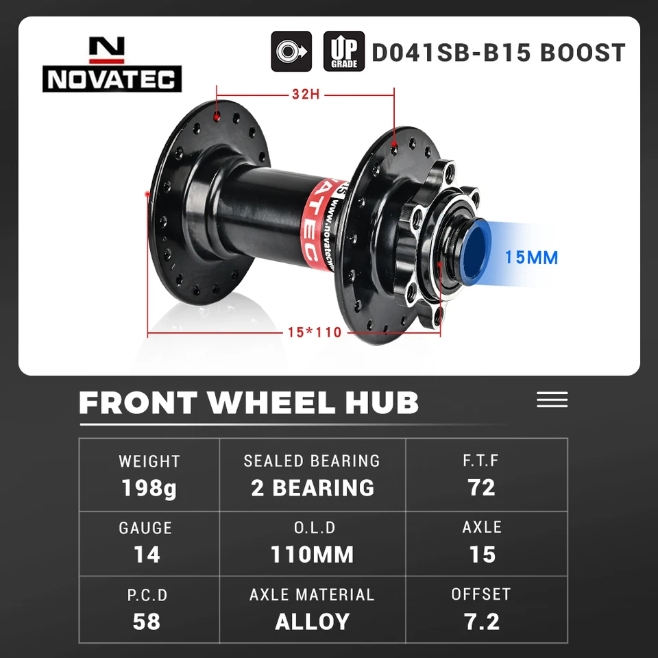 Novatec Bicycle Hub D442 D041 Front Rear Wheel Hub 2/4 Bearing For