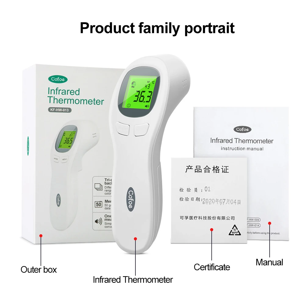 Cofoe Digital Non-contact Infrared Thermometer Forehead High-precision Measurement Home Health Care For Adults/Baby