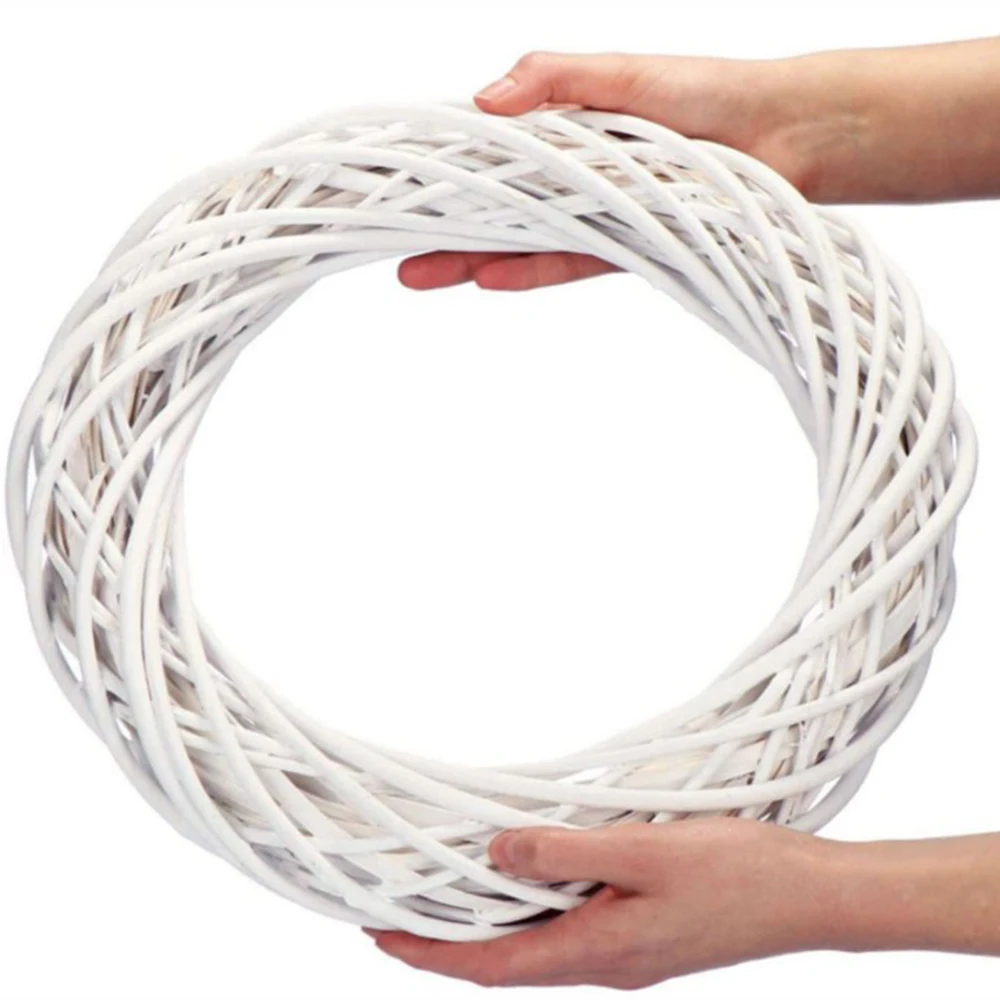 10/15/20/25/30cm White Wicker Wreath Garland Decor Rattan Ring Artificial Flowers Garland Dried Flower Frame Craft Accessories