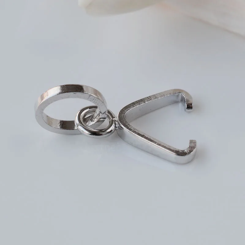 13mm solid 925 sterling silver bail pendant connector, pinch bail with ice-pick for necklace & pendant silver jewelry, 1 piece