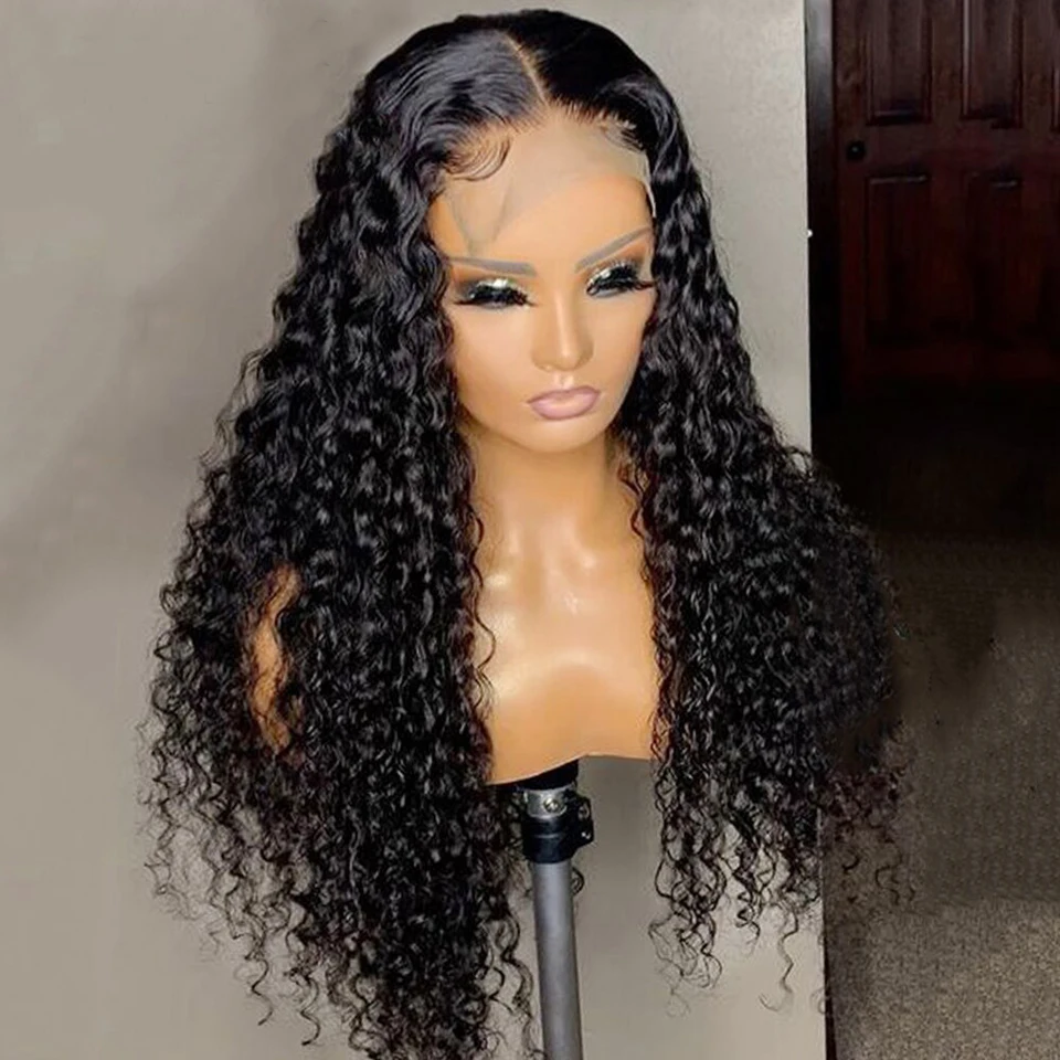 LEVITA-Kinky Curly Lace Frontal Peruca de Cabelo Humano para Mulheres, Pré Arrancadas, Fechamento De Renda, Brasileiro, Glueless, 30"