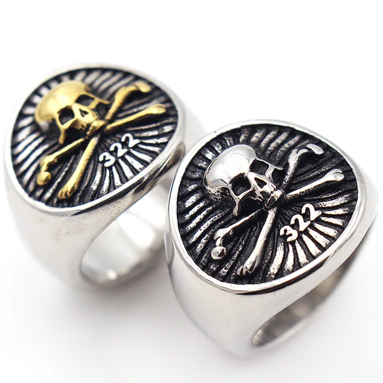 

AsJerlya Ghost Rings Stainless Steel Skull Mens Biker Rocker Ring Boy Heavy Metal Gothic Punk Jewelry Size 7-14