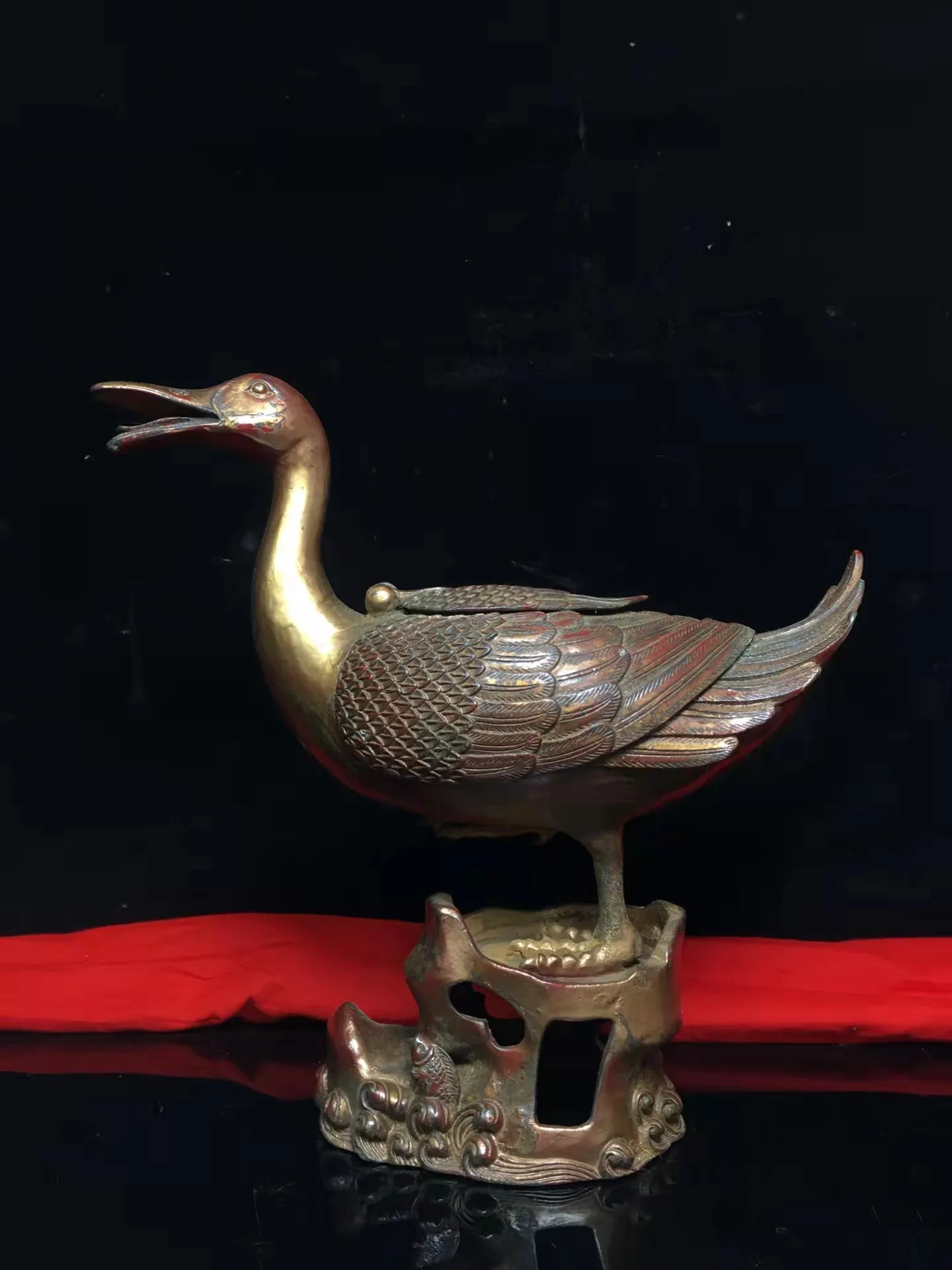 

Rare old copper Duck incense burner, MingDyansty statue, Free shipping