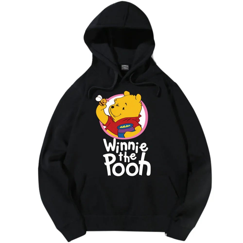 Disney Fashion Top Cartoon Fashion Winnie The Pooh Letter Print Hoodie Pullover Couple Unisex Women\'s Sweatshirt