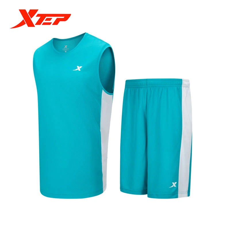 Xtep Summer Sports Set Men\'s Basketball Suit Men\'s Sportswear Breathable Colorful Simple Oversize Short And T-Shirt 879229820246