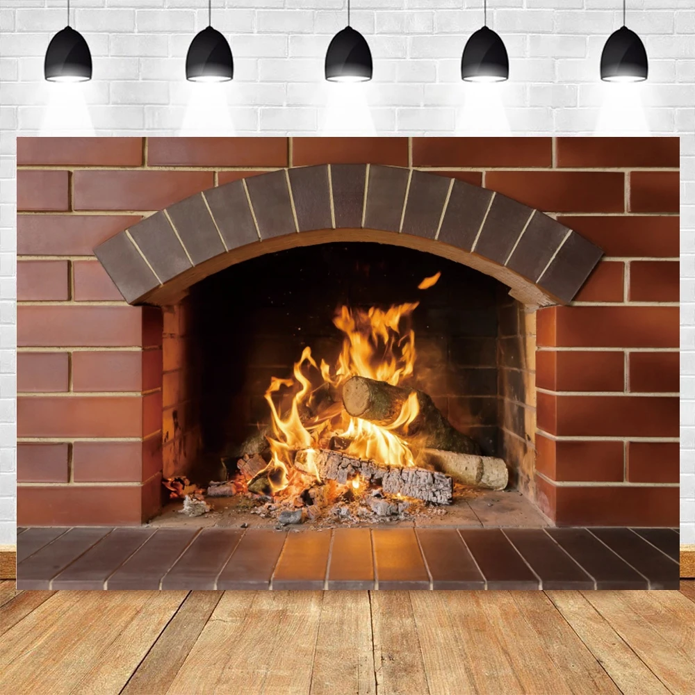 Christmas Backdrop Fireplace Fire Winter Baby Photographic Photozone Photography Background For Photo Studio Photophone Props