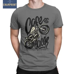 Szczęście Cafe Racer Vintage Moto niestandardowe motocyklowe T Shirt mężczyźni 100% bawełniane koszulki fajne koszulki z krótkim rękawem topy pomysł na prezent