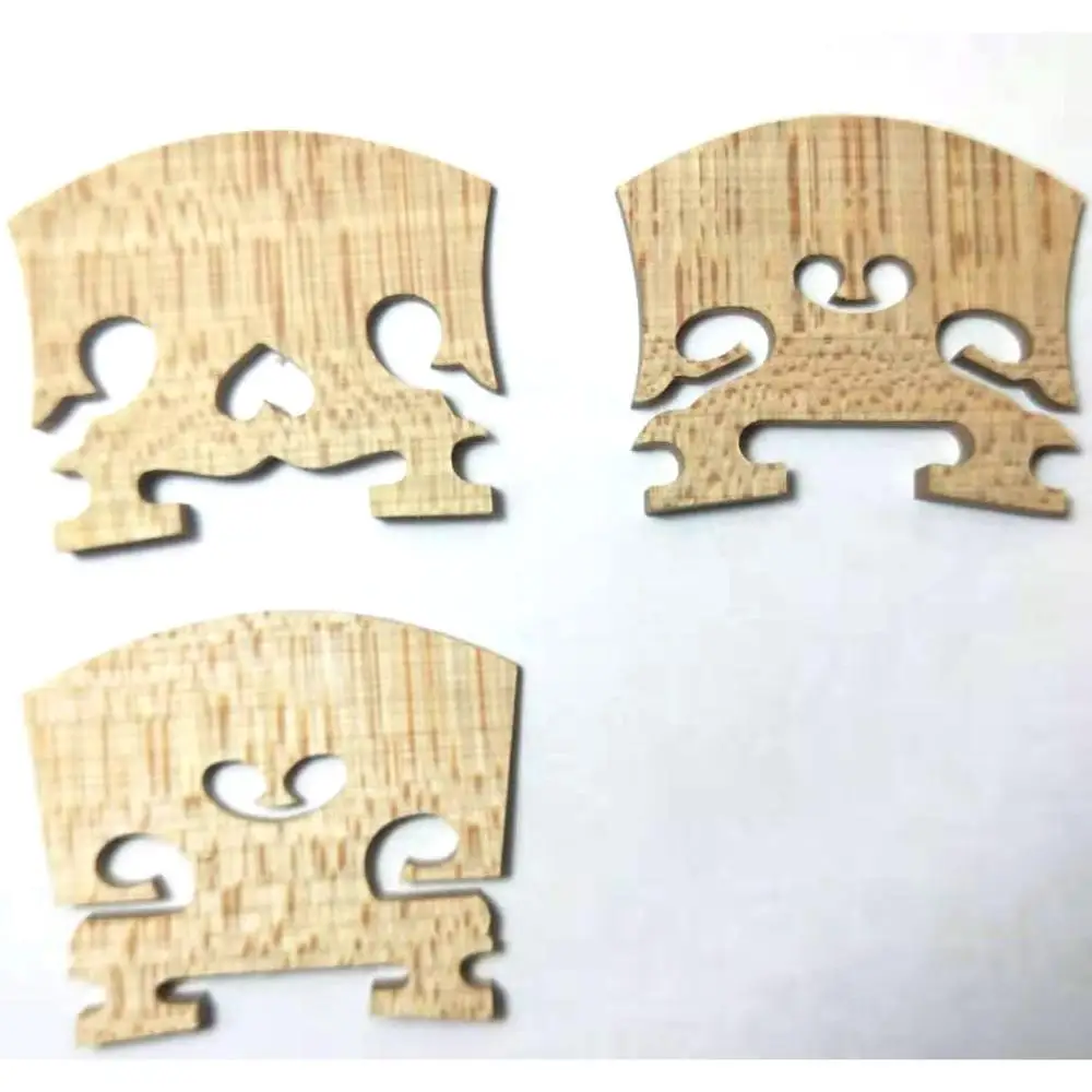 Whole Sale 50PCs Violin Bridges Aged Maple Violin Bridge 4/4 Baroque Bridge Three Type Bridges