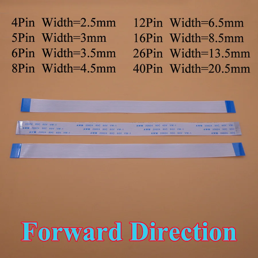 1PC FFC/FPC Flat Flex Cable 4pin 5pin 6pin 8pion 12pin 16pin 26pin 40pin 20pin 50pin type A Same Side 0.5mm Pitch Length 20cm