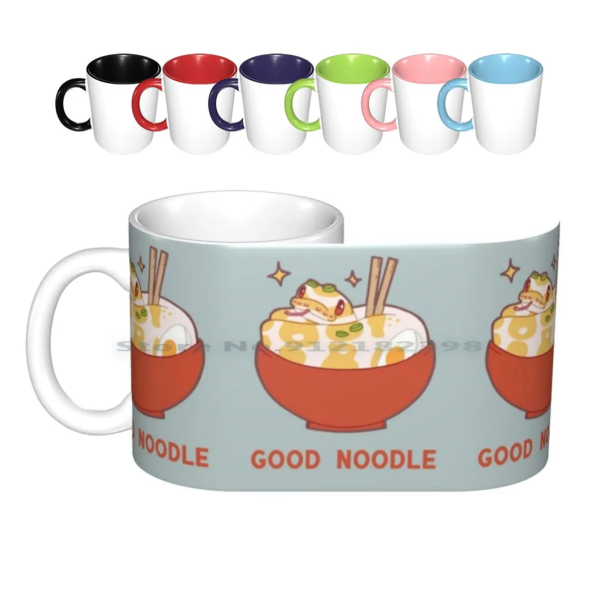 Good Noodle Ceramic Mugs Coffee Cups Milk Tea Mug Ball Python Cute Ball Python Ramen Cute Animals Cute Animals Food Cute Food