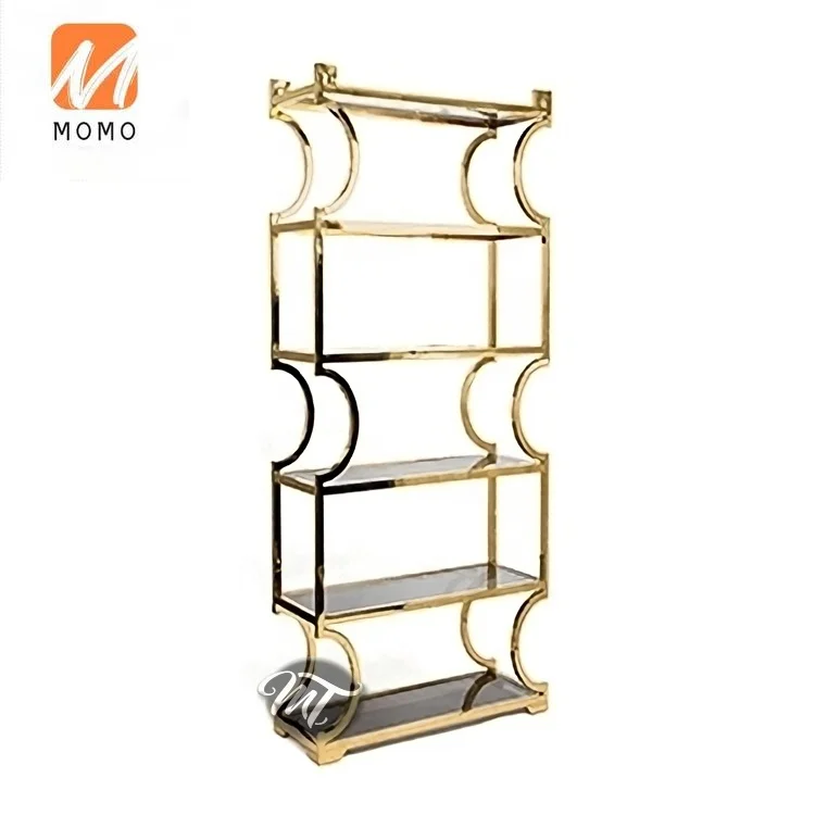 Commercial Furniture Design Wedding Gold Stainless Steel Bar Wine Racks for Party Display