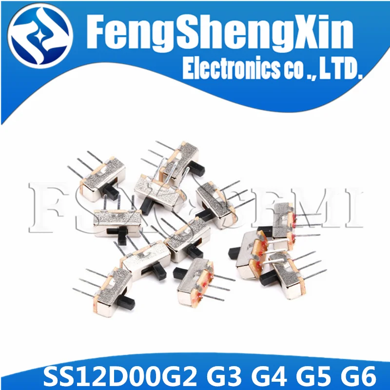 20pcs/lot SS12D00 SS12D00G3 SS12D00G4 SS12D00G5 Interruptor on-off mini Slide Switch 1P2T Long handle: 3mm 4mm 5mm toggle switch