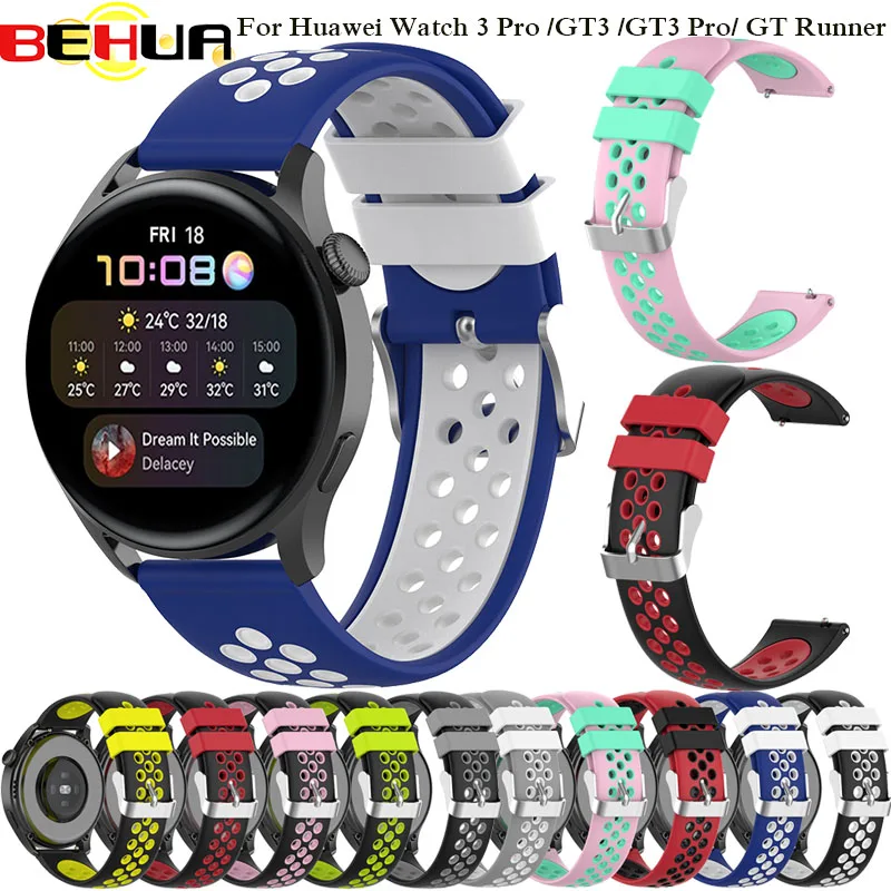 BEHUA กีฬานาฬิกาสําหรับนาฬิกา Huawei GT 2 GT3 3 Pro Active เปลี่ยนสร้อยข้อมือ Smartwatch ซิลิโคน 20 มม./22 มม.สายรัดข้อมือ