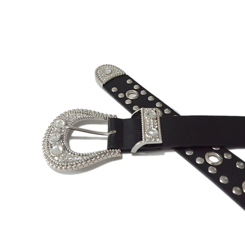 حجر الراين مشبك حزام جديد 4 سنتيمتر واسعة الشرير الأزياء حزام كبير الماس دبوس مشبك أسود الفضة مشبك الإناث الزفاف حزام BG-1584