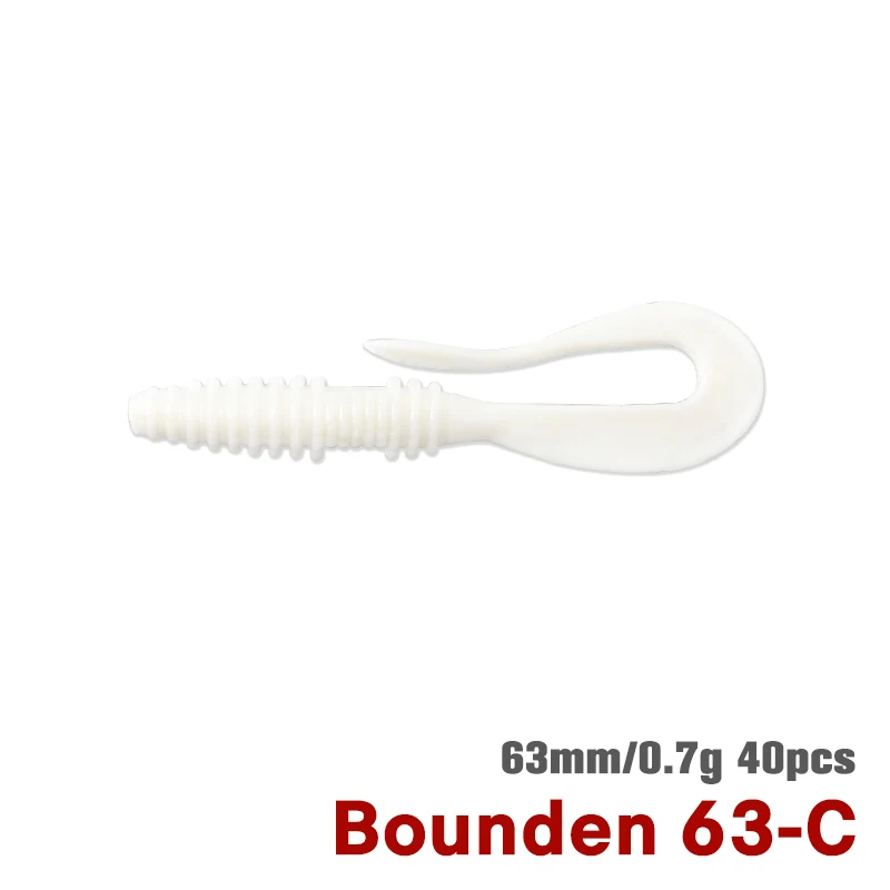 TSURINOYA 63mm 0,7g 40 stücke Licht Spiel Weichen Köder Angeln Köder BOUNDEN Künstliche Silikon Wurm Ajing Bass Pike swimbaits