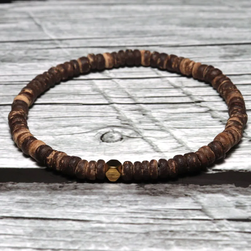 Minimalist 4mm Natural Wood Bracelet For Men Female Braslet Beads Irregular Wenge Wood Brazalete Gift For Him Accessories Joyas