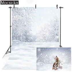 Winter Snow Backdrop Snowflake Outside Children Adult Portrait Background Photo Studio Christmas White Frozen Forest Photography