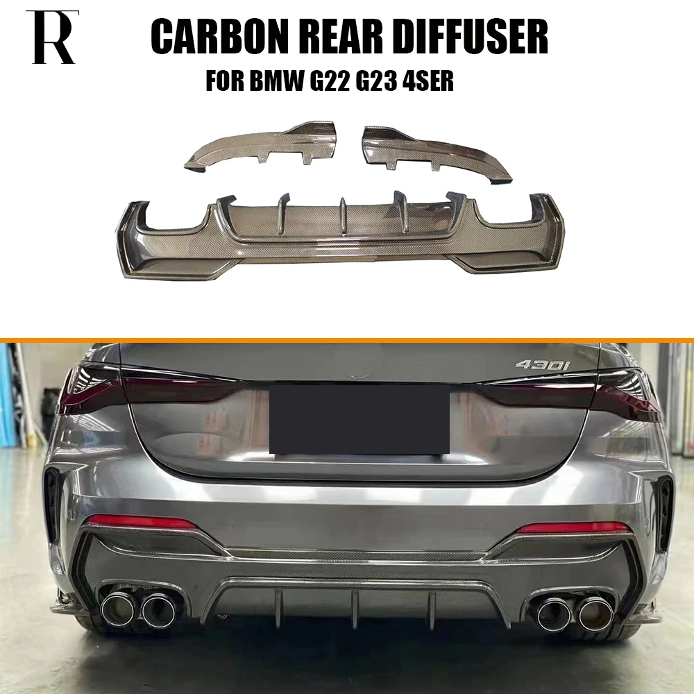 MP Style Carbon Fiber Rear Bumper Diffuser with Side Splitter Apron for BMW G22 New 420 430 440 with M Package 2020up