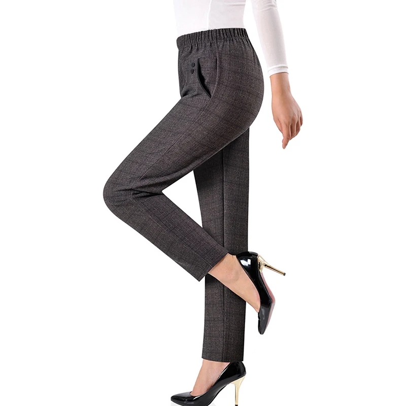 Pantalones elásticos de gran tamaño para mujer, pantalón holgado informal de cintura alta, talla 8XL, otoño e invierno, novedad de 2022